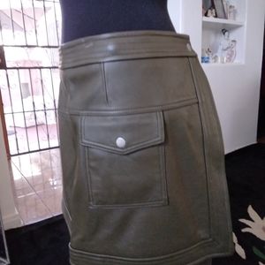 Green leather skirt
